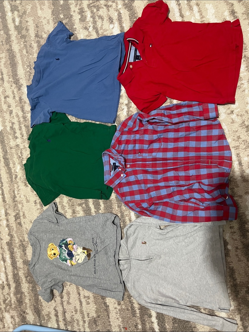 Kids Casual Polo & Shirt Bundle - Red, Blue, Green, Gray